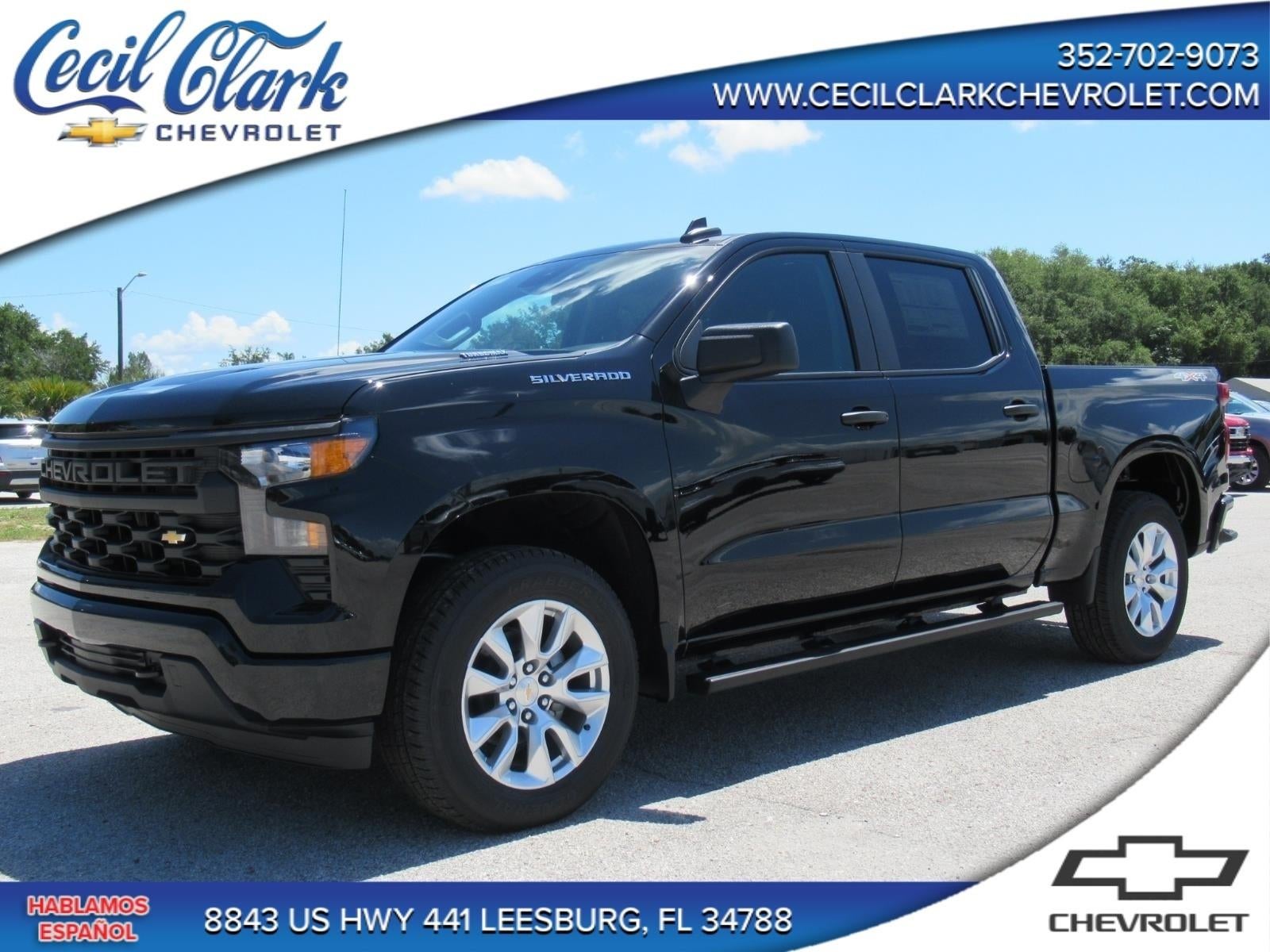 2026 Chevrolet Silverado 1500 Custom in Black — front three-quarter view