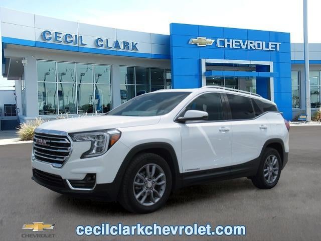 2024 GMC Terrain SLT in Summit White — front three-quarter view